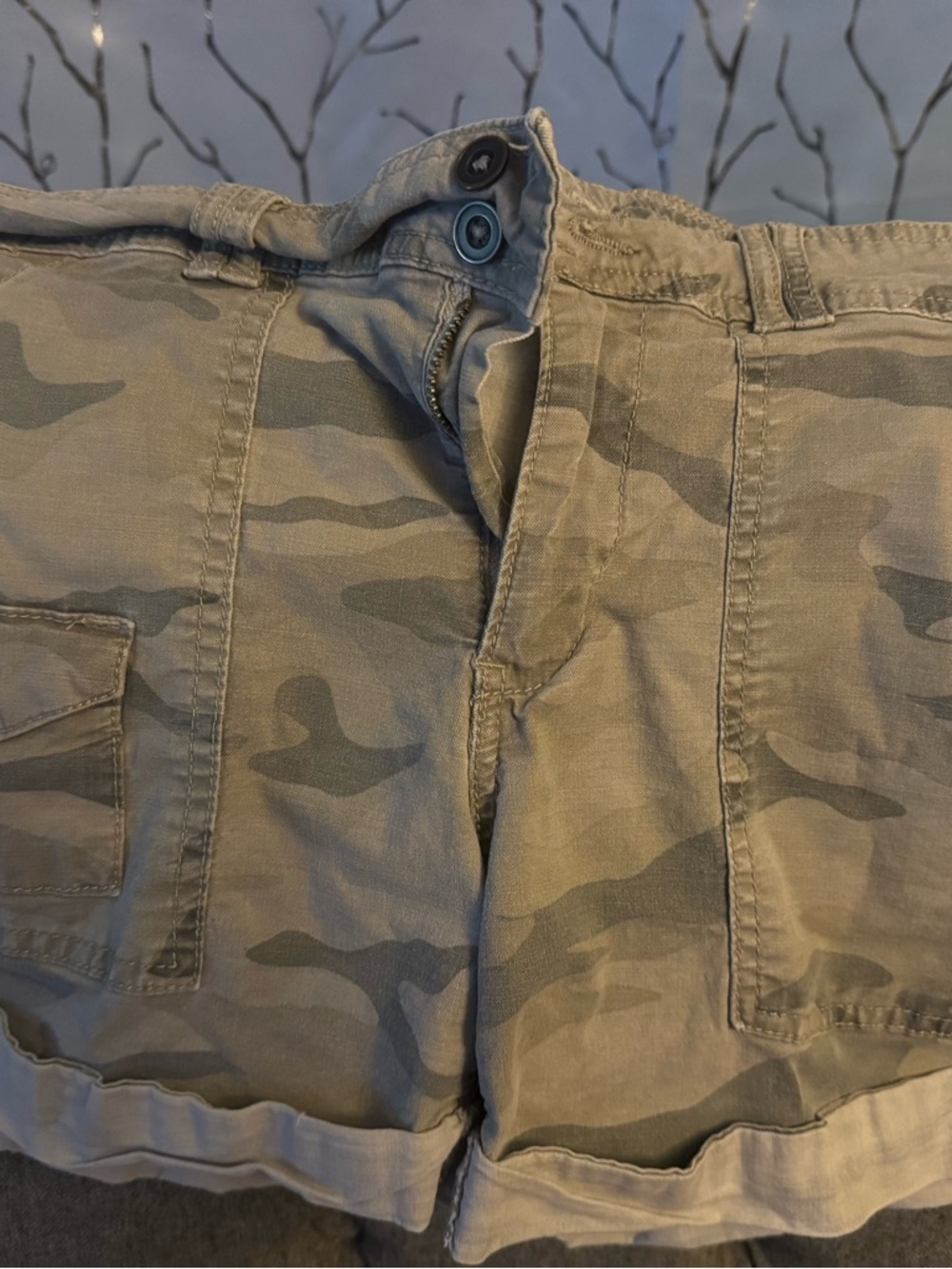 Camo Cargo Shorts in Olive Green